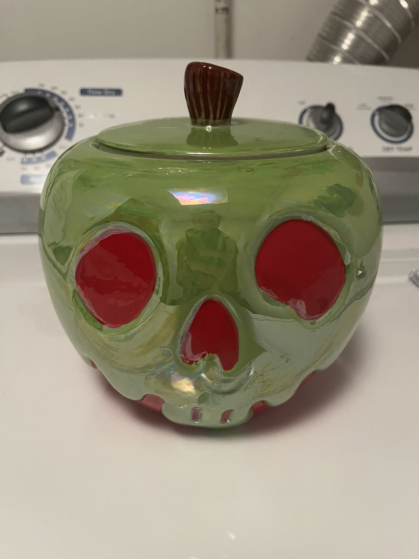 Snow White Evil Apple Glass Candy Cookie Jar 