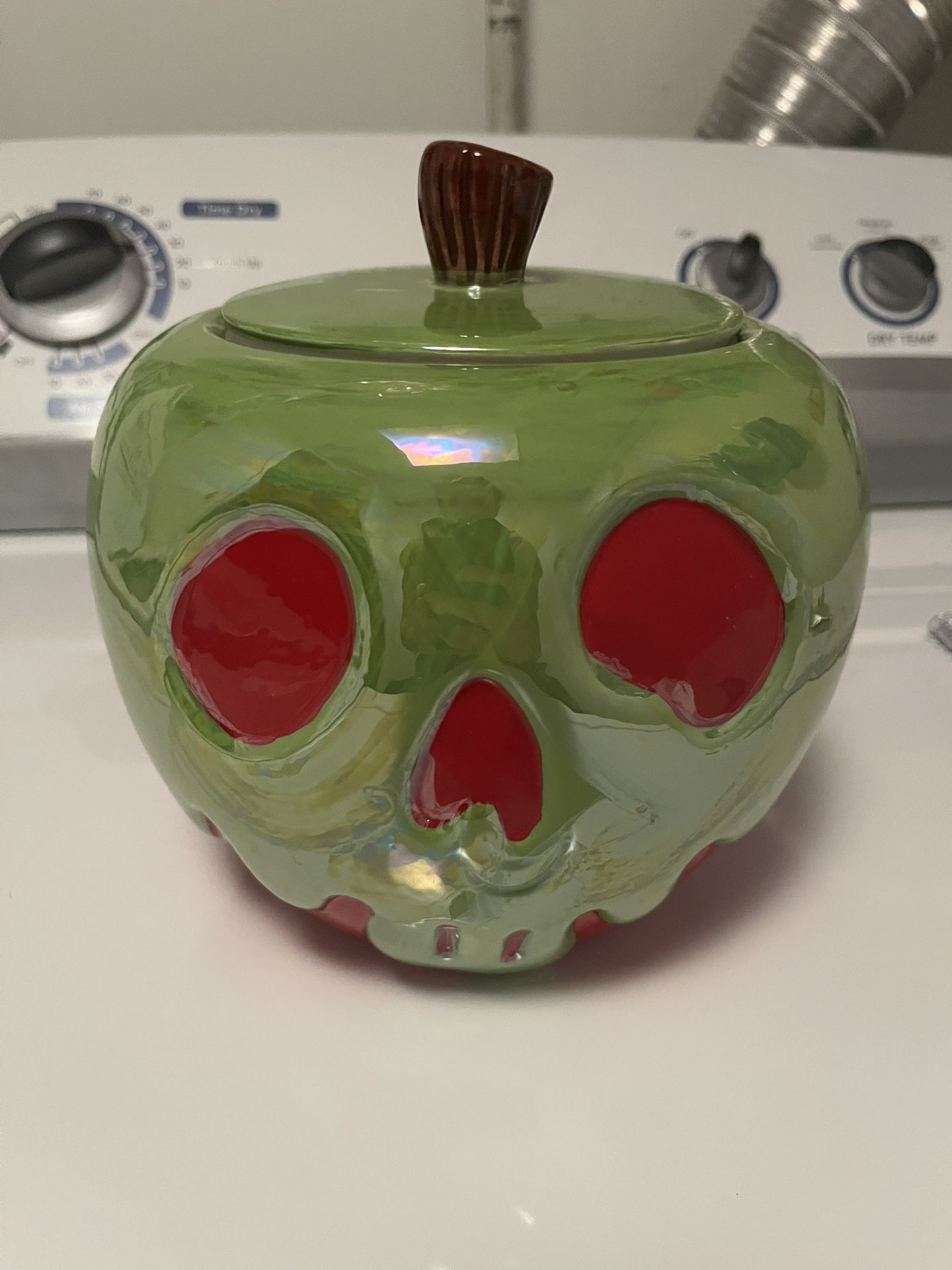 Snow White Evil Apple Glass Candy Cookie Jar
