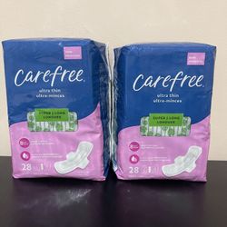 2Pack Carefree Ultra Thin Pads with Wings, Super, Long, 28 Count