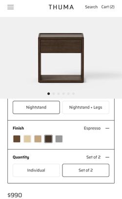 THUMA set of 2 Classic Nightstands in Espresso