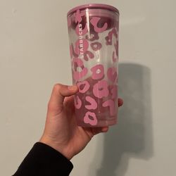 Leopard Pink Glass Starbucks Cup