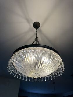 Wide Modern Clear Crystal Bowl Light
