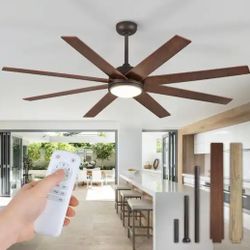 65 in. Indoor/Outdoor Bronze 8 Blades Large Ceiling Fan with Lights and Remote for Living Room Bedroom