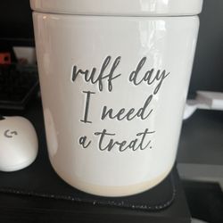 Ceramic Dog Treat Jar – “Ruff Day, I Need a Treat.”