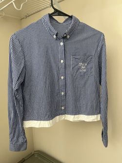 Cropped Micro-Gingham Shirt - Size XS