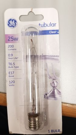 General electric tubular clear 25w