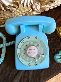 Vintage Rotary Telephone Western Electric Model 500 Aqua Blue MCM