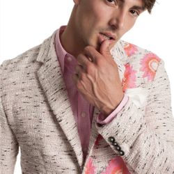 MR TURK by Trina Turk Size 42 Blazer Pink Floral Statement Sport Coat 