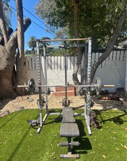 Weight Bench Press / Squat Rack with Olympic Weight Bar 7ft (no weights)