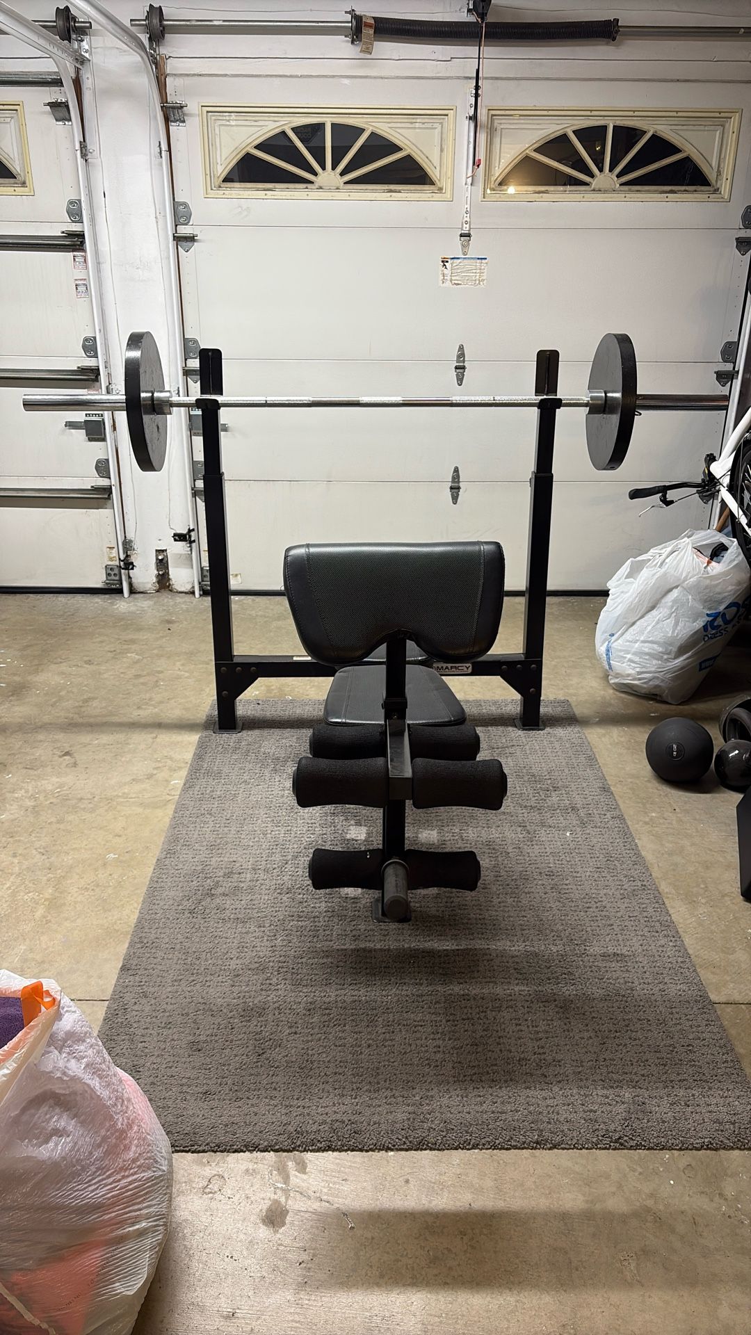 Bench Press With Olympic bar and weights