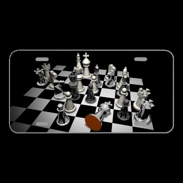 License Plate Novelty Car Front Checkmated Chess Figures Chess Pieces