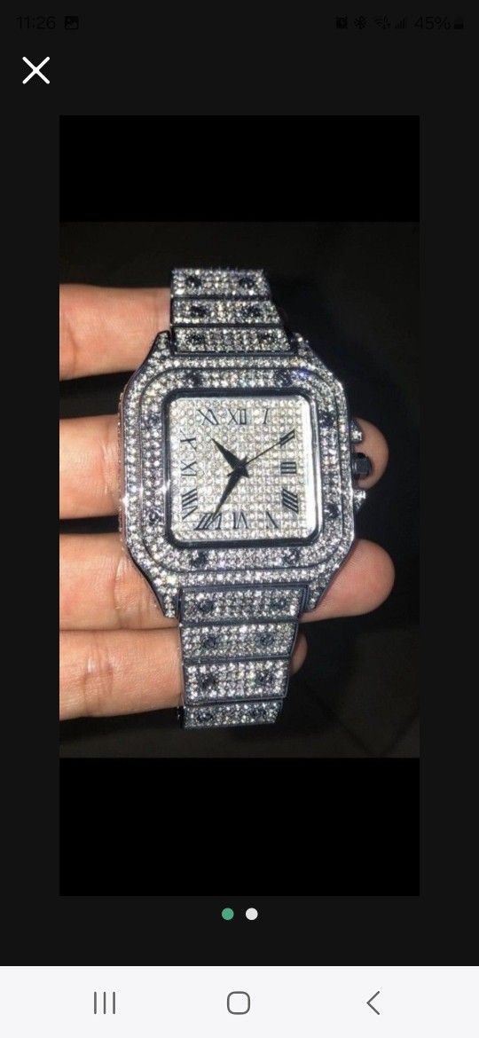 SILVER HIP HOP CRYSTAL HIGH QUALITY HEAVY WATCH