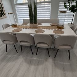 Set Of 6 Herringbone Oatmeal dining Chairs