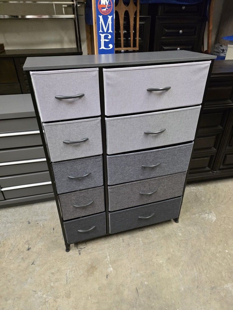 Gray Fabric 10 Drawer Dresser / Organizer