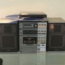 Vintage Sony FH Series FH-7 Boombox Hi Fidelity Stereo Component Cassette AM FM SW MP3 Aux CD With PS-Q7 Turntable 