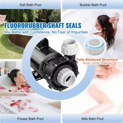 458^2 Speed SPA Pump, 56-Frame, AC 220-240V Hot Tub SPA Pump, 4HP/210GPM/65.61ft High Speed or 0.7HP/103GPM/16.07ft Low Speed, 2" Port 90° Rotational 