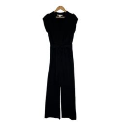 Diane Von Furstenberg Black Waist Tie Jumpsuit