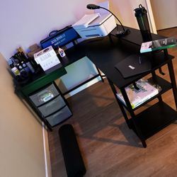 Black Wooden Workstation Desk 