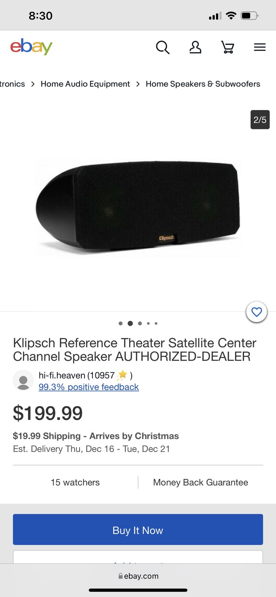 Klipsch Center Channel Speaker