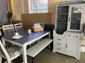 BUNDLED: Small Dining Set And Cabinet
