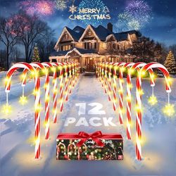 Christmas Decorations Outside: 12 Pack Candy Cane Solar Christmas Lights Outdoor Waterproof, Christmas Lights Outdoor with Remote Control & 8 Flashing