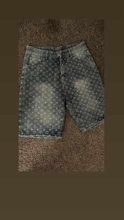 LV Style Monogram Print JORTS - Size 32