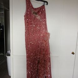 Pink Feather Sequence Dress