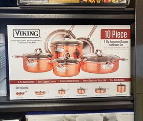 Viking 10 piece 3-ply hammered copper cookware set
