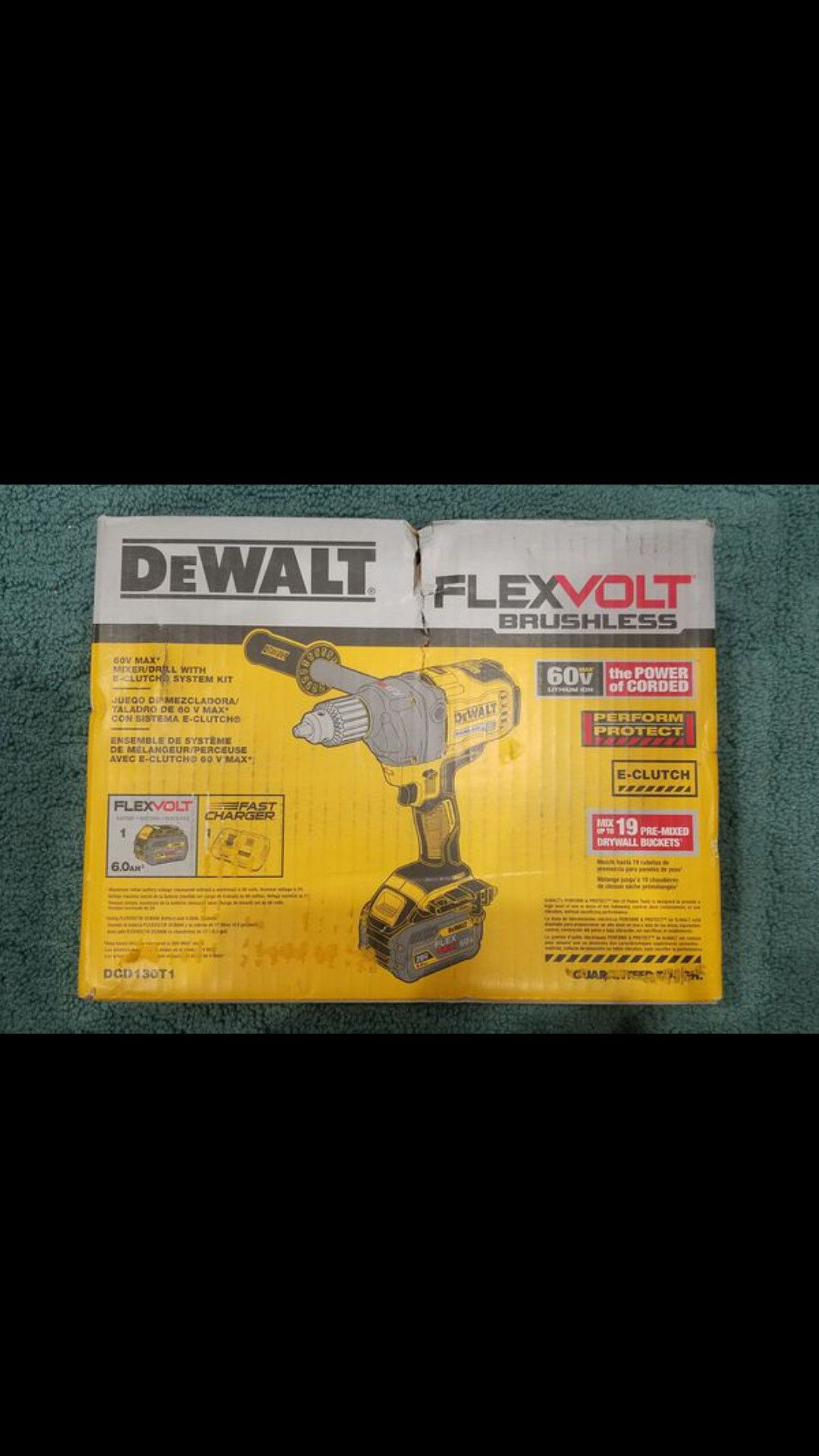 DEWALT 60V MAX MIXER/DRILL WITH E-CLUCH SYSTEM KIT CON BATERIA 6.0 AH AND FAST CHARGER...NUEVO...