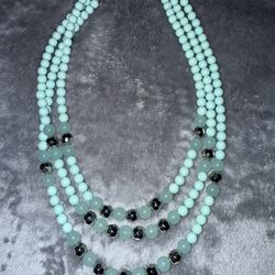 Teal Beaded Layered Necklace