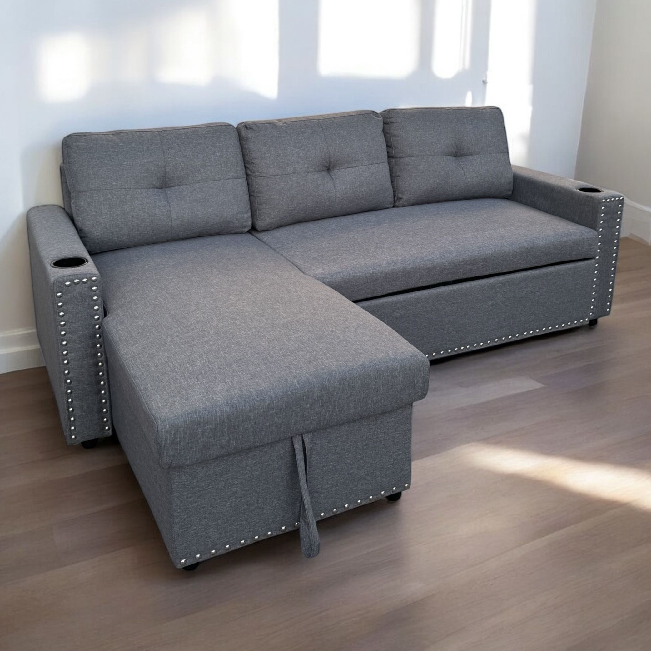 GREY SECTIONAL COUCH /  BED 