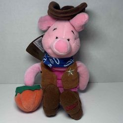 The Disney Store Mini Bean Bag Cowboy Piglet 8” Halloween Bean Bag NWT 