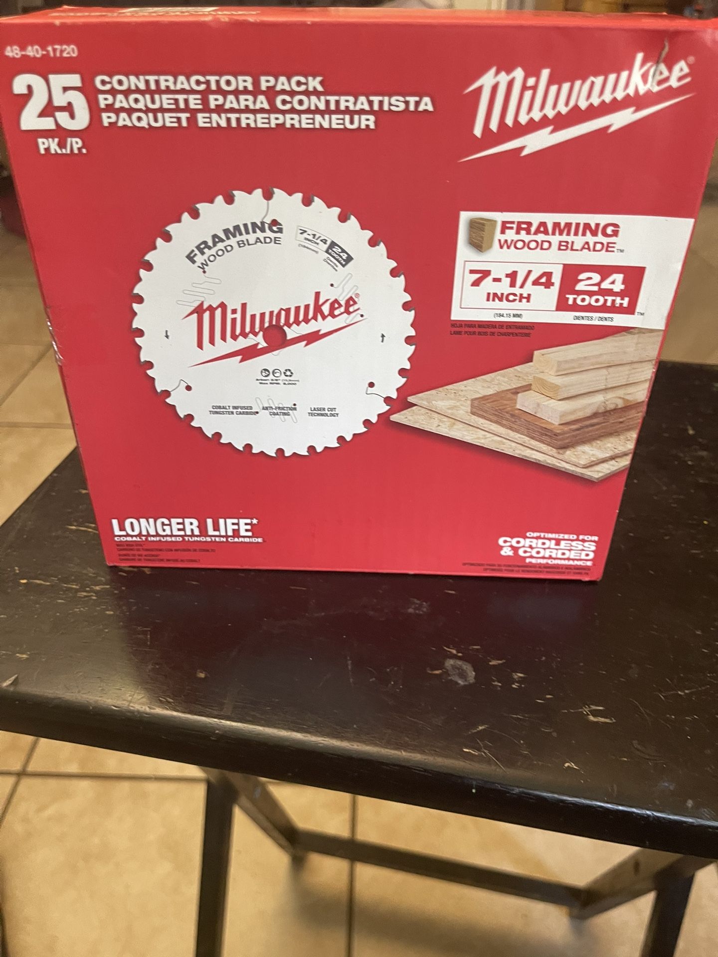 Milwaukee 48-40-1720 7-1/4" 24T Framing Circular Saw Blade Contractor Pack -25PK