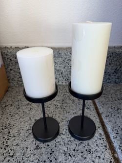 Crate & Barrel Candles w/ Candlestick Holders