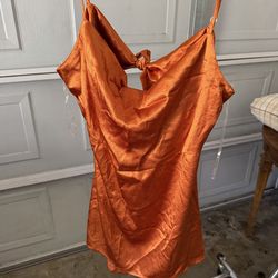 Burnt orange silk dress
