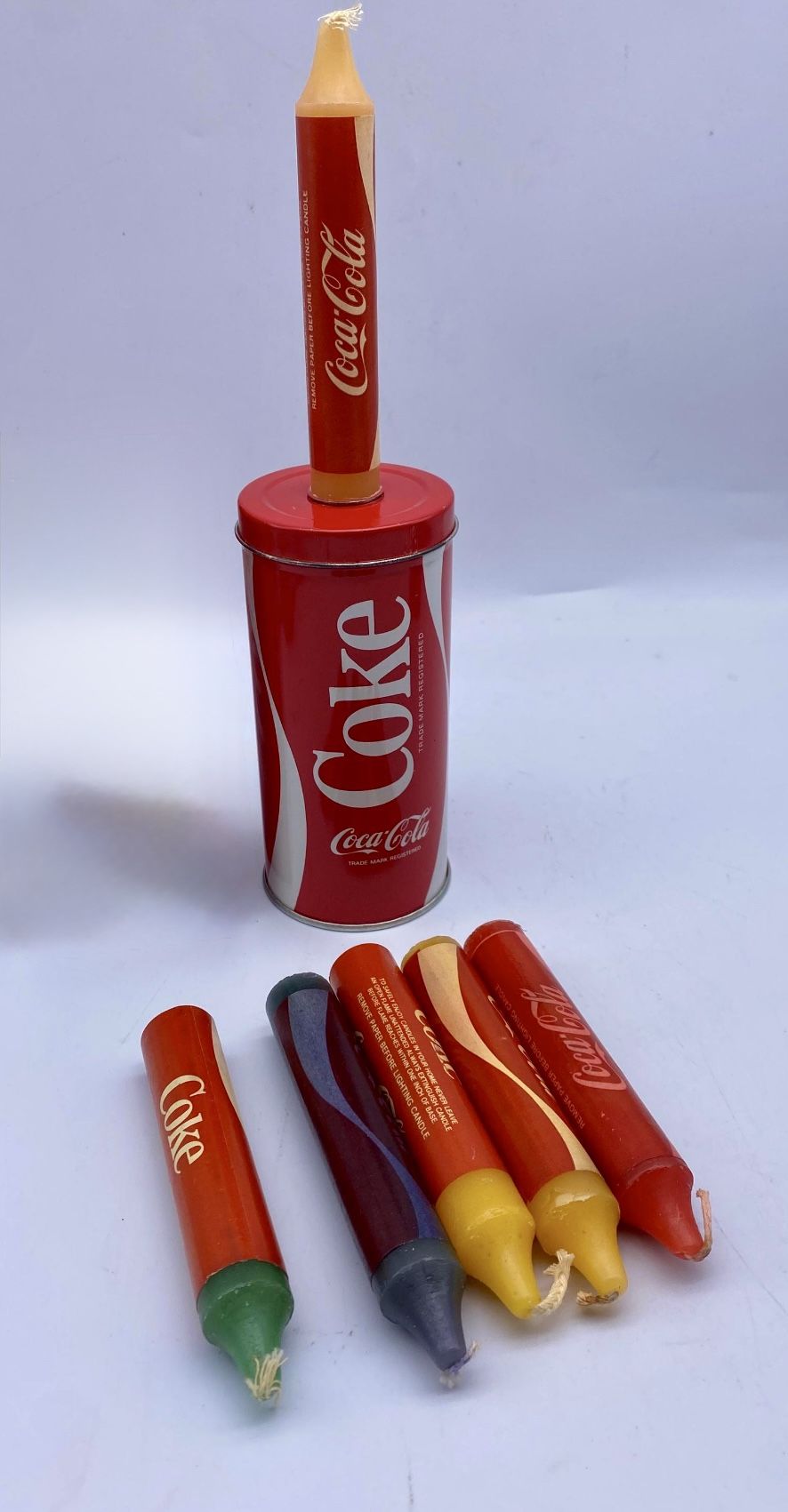 Coca Cola Emergency Candles and Tin Canister VTG Candle Holder