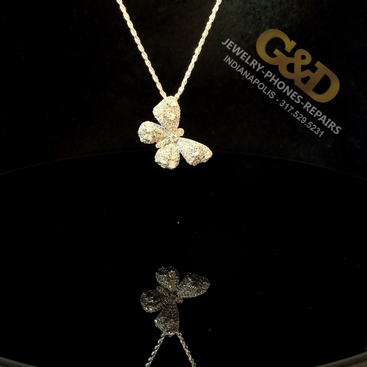 925 Silver Moissanite butterfly pendant