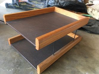 2 tier wooden file tray