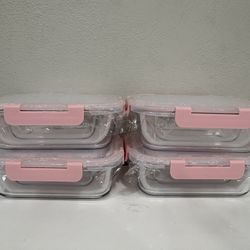 Pink And Clear Glass Containers 