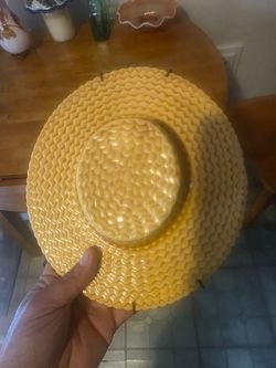 Yellow Ceramic Straw Hat Wall Plate