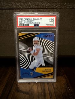 JUSTIN HERBERT 2020 Chronicles Clear Vision Purple Prizm RC /49 PSA 9 Chargers