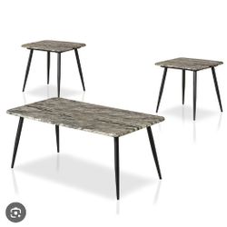 Faux Marble Coffee Table 2 Piece Set 