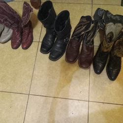 6 Pairs Of Original BOOTS OSTRICH STEEL TOE JUSTIN Snake Regular Cowboy Boots