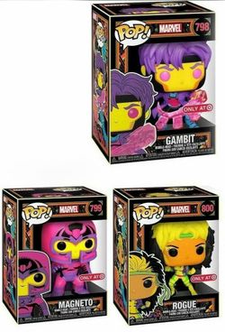 Funko pop x men rouge gambit magneto black light set