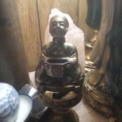Small Antique Buddhist Monk Copper Statue