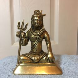 Lord Shiva - Hindu brass seated figurine / murti