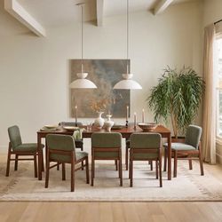 Article Furniture - Mikkel Dining Chair - Walnut And Algonquin Green SET OF 6! NEW IN BOX!!