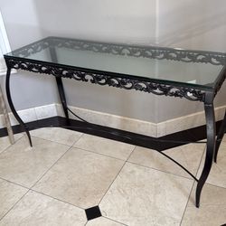 Heavy duty rod iron sofa table and matching mirror