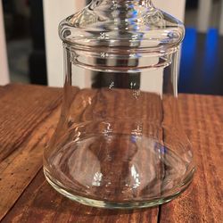 Vintage clear glass apothecary jar with lid