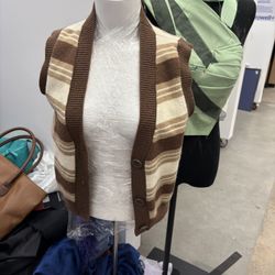 Brown Strip Sweater Vest